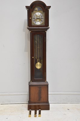 Lot 365 - A reproduction mahogany cased chiming longcase...