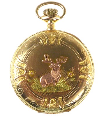 Lot 1255 - WALTHAM; a 14ct gold Sportsman full hunter...