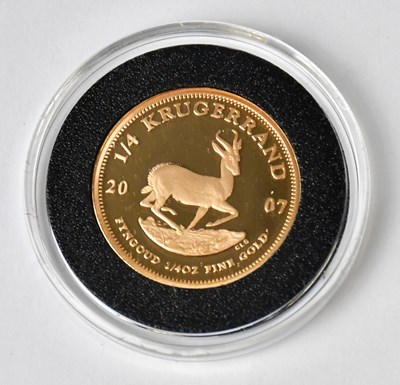 Lot 768 - A South Africa 1/4 oz fine gold Krugerrand,...