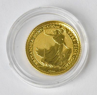 Lot 780 - A 1/10oz 999.9 fine gold Britannia coin, 2020,...
