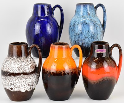 Lot 393 - WEST GERMAN POTTERY; five ceramic jugs, all...