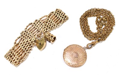 Lot 1209 - A 9ct yellow gold gate link bracelet