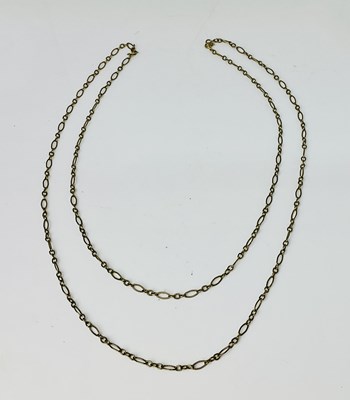 Lot 582 - A 9ct yellow gold fancy link chain, length...