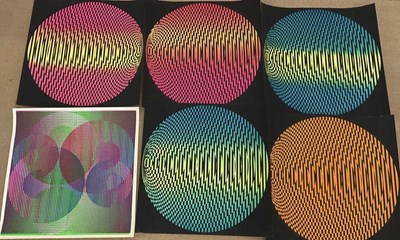 Lot 2648 - Six 1960s/70s optical art screen prints, each...