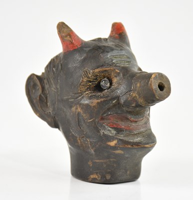 Lot 1554 - A section of a native peace pipe, modelled as...