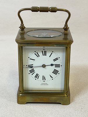 Lot 2706 - A circa 1900 brass carriage clock, the Roman...