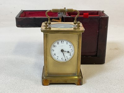 Lot 2708 - An early 20th century brass carriage clock,...