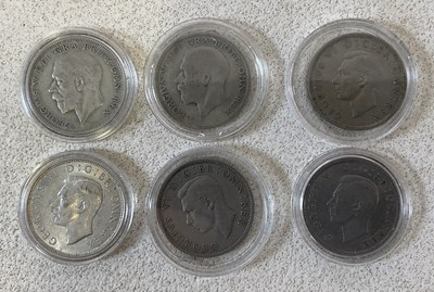Lot 1166 - A collection of six half crowns dated for 1931,...