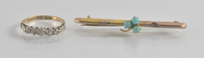 Lot 1248 - A 9ct yellow gold and platinum white stone...