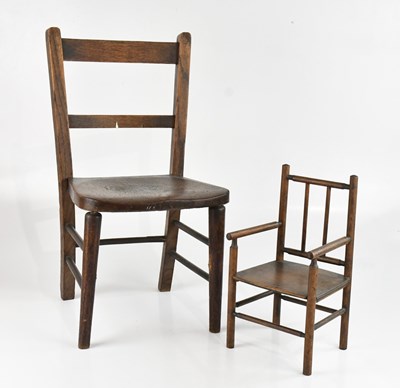 Lot 1579 - An oak child's chair, height 59cm, together...
