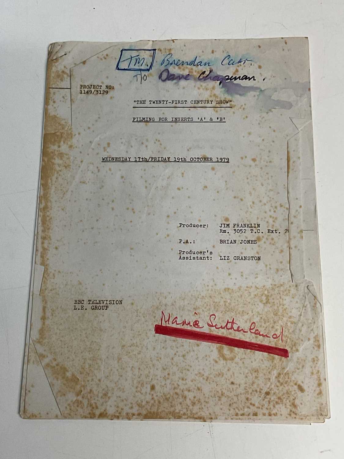 Lot 2121 - An original script for The Twenty-First...