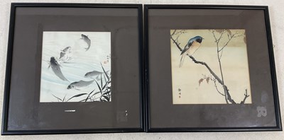 Lot 95 - A pair of Japanese prints, one depicting carp,...