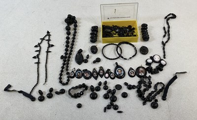 Lot 1008 - An interesting collection of jet jewellery,...