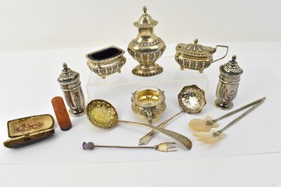 Lot 742 - A small group of hallmarked silver tablewares,...