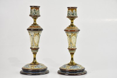Lot 1384 - DOULTON LAMBETH; a pair of Artware...