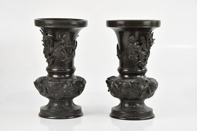 Lot 1654 - A pair of early 20th century Japanese bronze...
