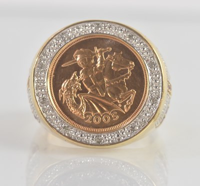 Lot 1184 - An Elizabeth II half sovereign, 2005, set in a...