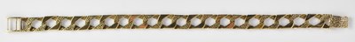 Lot 1306 - A 9ct yellow gold flat curb link bracelet with...