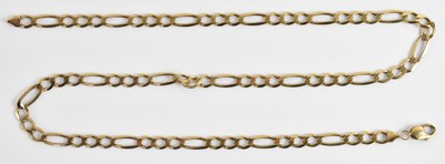Lot 1262 - A 9ct yellow gold figaro link necklace, with...