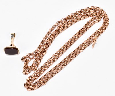 Lot 1229 - A 9ct rose gold curb link belcher chain