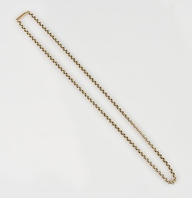 Lot 2165 - A yellow metal curb link necklace, stamped 9c,...