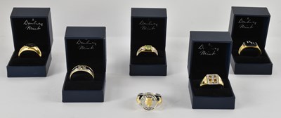 Lot 1514 - DANBURY MINT; six gold plated dress rings, two...