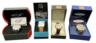 Lot 1650 - Four boxed modern wristwatches, comprising GT,...