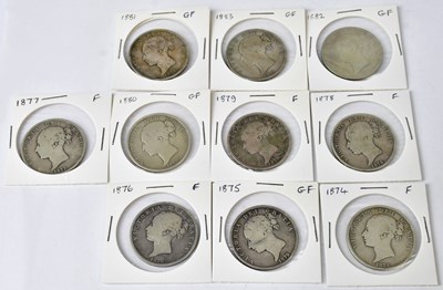 Lot 842 - Ten Victorian silver half-crowns (10).