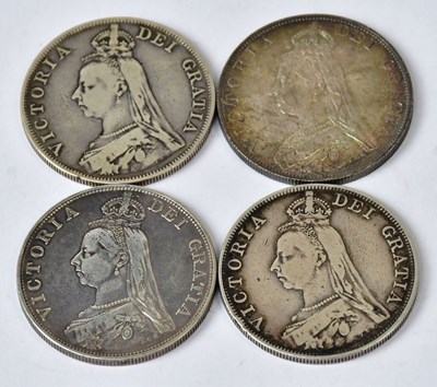 Lot 821 - Four Victorian silver double florins, 1887,...