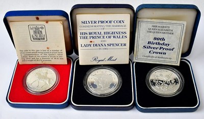 Lot 961 - Three Elizabeth II silver-proof commemorative...
