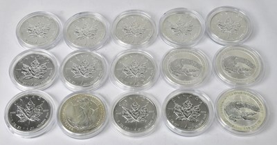 Lot 791 - Fifteen 1oz silver-proof coins, to include...