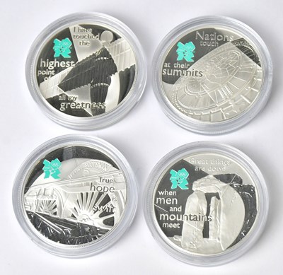 Lot 882 - Four 2012 Olympic commemorative silver £5...