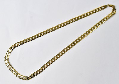 Lot 1101 - A 9ct yellow gold flat curb link necklace,...