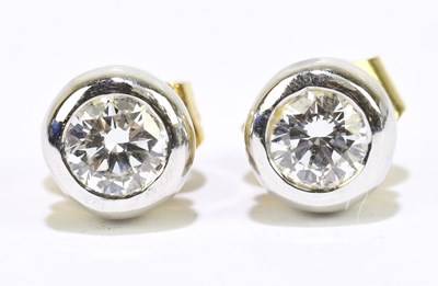 Lot 1494 - A pair of 18ct yellow gold and white gold...