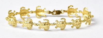 Lot 1048 - A 14ct yellow gold bracelet, the links...
