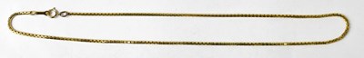 Lot 1098 - A 9ct yellow gold box link necklace, length...