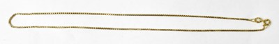 Lot 1084 - An 18ct yellow gold fine box link necklace,...