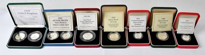 Lot 855 - ROYAL MINT; seven silver-proof commemorative...