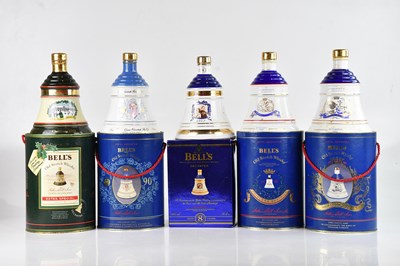 Lot 2448 - WHISKY; five bottles of Bell's whisky...