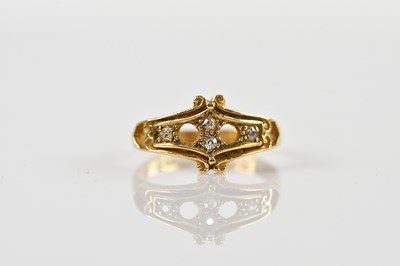 Lot 2585 - An 18ct yellow gold diamond set dress ring...