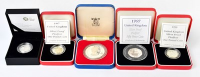 Lot 952 - ROYAL MINT; three Piedfort silver-proof coins,...