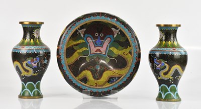 Lot 1580 - A cloisonné bowl, decorated with dragons,...