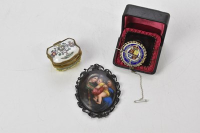 Lot 1125 - A 19th century hand painted porcelain plaque,...