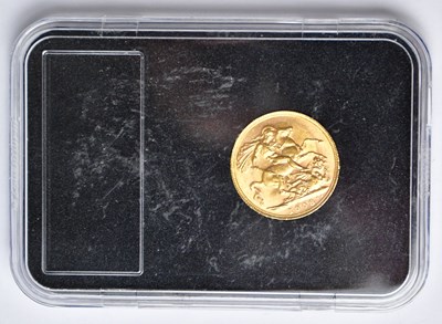 Lot 764 - An Edward VII full sovereign, 1908, encapsulated.