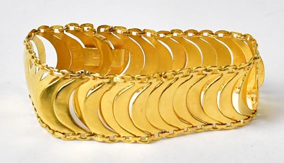Lot 1044 - A Chinese yellow gold bracelet with crescent...