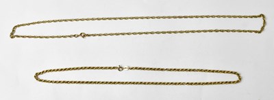 Lot 1095 - A 9ct yellow gold ropetwist necklace, length...