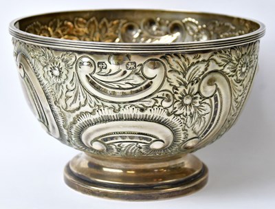 Lot 718 - A hallmarked silver footed bowl with floral...