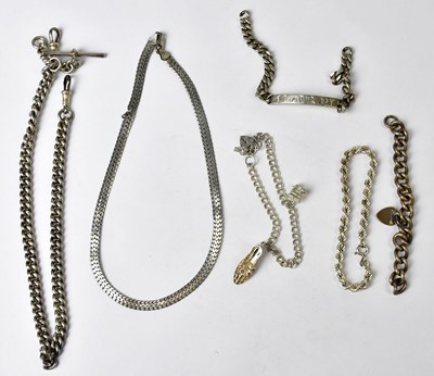 Lot 1138 - A group of silver chains, comprising a...