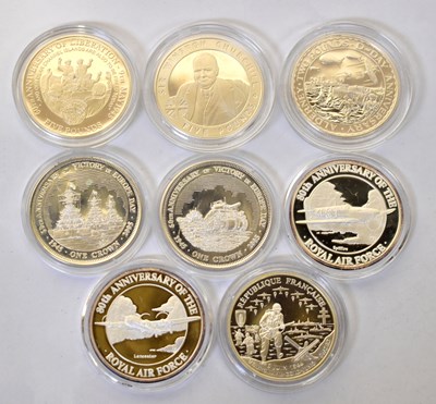 Lot 796 - Eight silver-proof military themed...