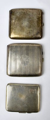 Lot 744 - Three hallmarked silver cigarette cases,...